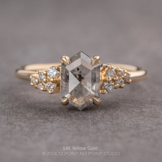 2.34 Carat Icy Salt and Pepper Hexagon Diamond Engagement Ring, Aspen Setting