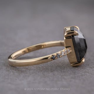 3.09 Carat Black Emerald Shaped Diamond Engagement Ring, Ombre Jules Setting, 14K Yellow Gold