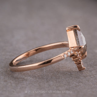 1.08 Carat Salt and Pepper Kite Diamond Engagement Ring, Avaline Setting, 14K Rose Gold