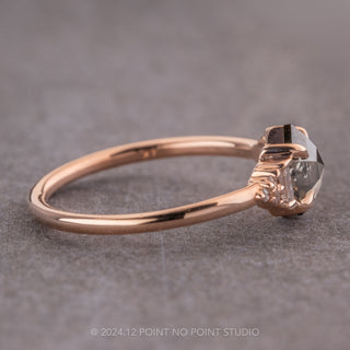 .84 Carat Salt and Pepper Hexagon Diamond Engagement Ring, Dahlia Setting, 14K Rose Gold