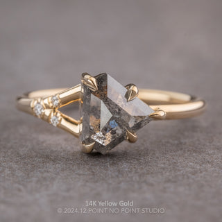 1.69 Carat Salt and Pepper Shield Diamond Engagement Ring, Zara Setting