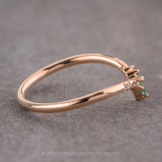 Emerald and Diamond Wedding Band, Flora Setting, 14k Rose Gold