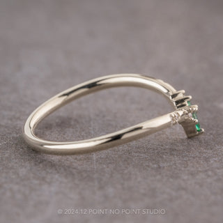 Emerald and Diamond Wedding Band, Flora Setting, Platinum