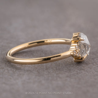 1.29 Carat Icy Salt and Pepper Oval Diamond Engagement Ring, Quinn Setting, 14K Yellow Gold