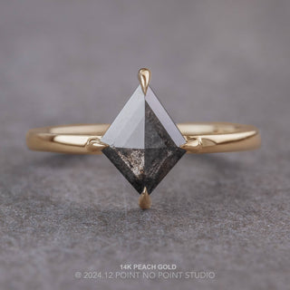 1.33 Carat Black Salt and Pepper Lozenge Diamond Engagement Ring, Jane Setting