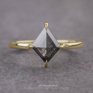 1.33 Carat Black Salt and Pepper Lozenge Diamond Engagement Ring, Jane Setting