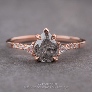 2.04 Carat Salt and Pepper Pear Diamond Engagement Ring, Eliza Setting