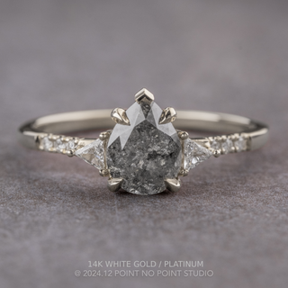 2.04 Carat Salt and Pepper Pear Diamond Engagement Ring, Eliza Setting