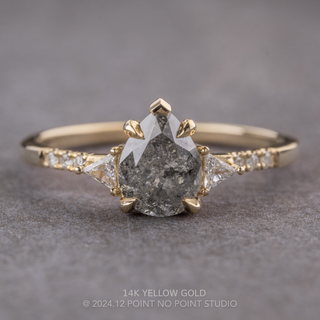 2.04 Carat Salt and Pepper Pear Diamond Engagement Ring, Eliza Setting