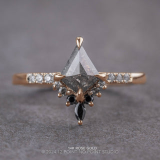 .81 Carat Salt and Pepper Kite Diamond Engagement Ring, Ombre Avaline Setting