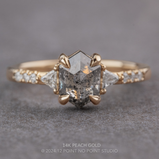 1.21 Carat Salt and Pepper Hexagon Diamond Engagement Ring, Eliza Setting