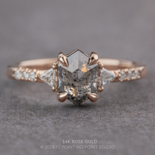 1.21 Carat Salt and Pepper Hexagon Diamond Engagement Ring, Eliza Setting