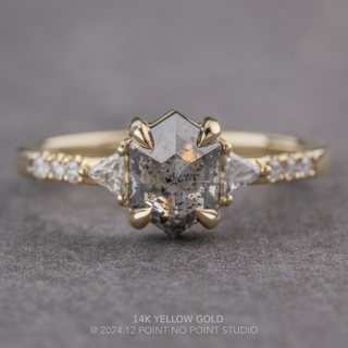1.21 Carat Salt and Pepper Hexagon Diamond Engagement Ring, Eliza Setting