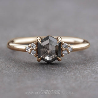 1.30 Carat Black Speckled Hexagon Diamond Engagement Ring, Quinn Setting