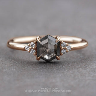 1.30 Carat Black Speckled Hexagon Diamond Engagement Ring, Quinn Setting