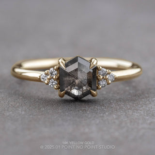 1.30 Carat Black Speckled Hexagon Diamond Engagement Ring, Quinn Setting