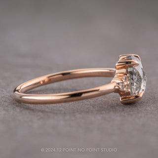 1.44 Carat Salt and Pepper Oval Diamond Engagement Ring, Quinn Setting, 14K Rose Gold