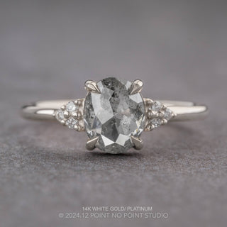 1.20 Carat Salt and Pepper Oval Diamond Engagement Ring, Quinn Setting