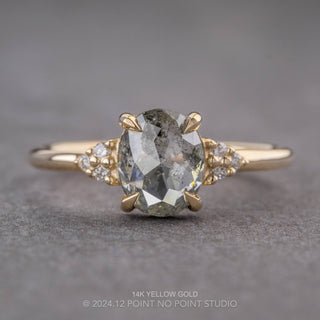 1.20 Carat Salt and Pepper Oval Diamond Engagement Ring, Quinn Setting
