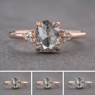1.20 Carat Salt and Pepper Oval Diamond Engagement Ring, Quinn Setting
