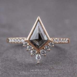1.17 Carat Black Salt and Pepper Kite Diamond Engagement Ring, Bezel Avaline Setting