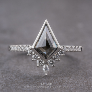 1.17 Carat Black Salt and Pepper Kite Diamond Engagement Ring, Bezel Avaline Setting
