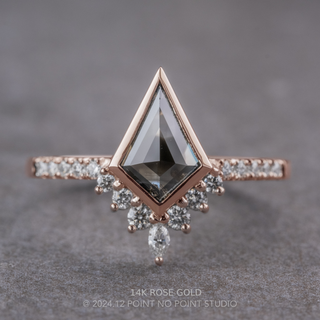 1.17 Carat Black Salt and Pepper Kite Diamond Engagement Ring, Bezel Avaline Setting