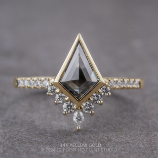 1.17 Carat Black Salt and Pepper Kite Diamond Engagement Ring, Bezel Avaline Setting
