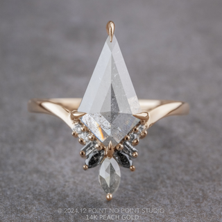 2.02 Carat Icy Salt and Pepper Kite Diamond Engagement Ring, Athena Setting