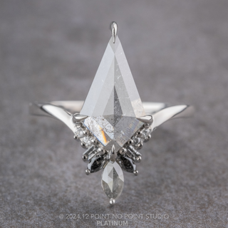 2.02 Carat Icy Salt and Pepper Kite Diamond Engagement Ring, Athena Setting