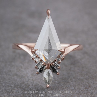 2.02 Carat Icy Salt and Pepper Kite Diamond Engagement Ring, Athena Setting