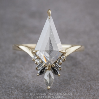 2.02 Carat Icy Salt and Pepper Kite Diamond Engagement Ring, Athena Setting