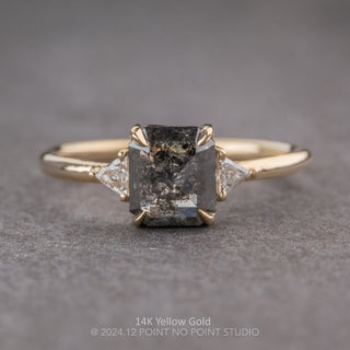 1.40 Carat Black Speckled Asscher Diamond Engagement Ring, Zoe Setting