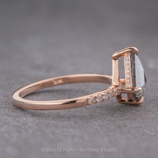 1.06 Carat Salt and Pepper Kite Diamond Engagement Ring, Juliette Setting, 14k Rose Gold