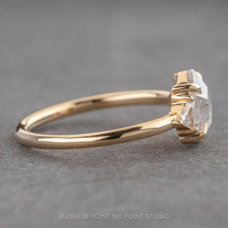 1.27 Carat Icy White Hexagon Diamond Engagement Ring, Zoe Setting, 14K Yellow Gold