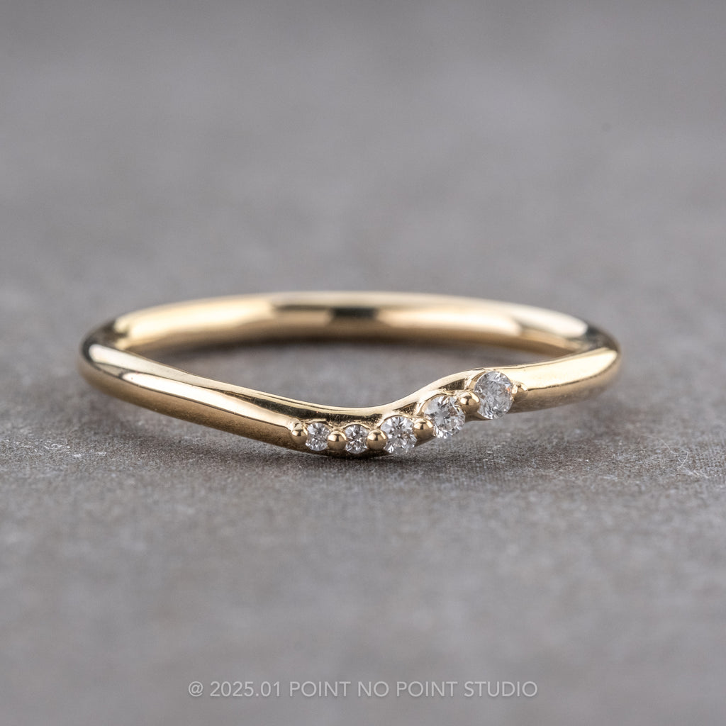 Agnes Wedding Ring, 5 Diamond, Round Band, Point No Point Studio