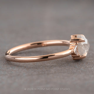 1.13 Carat Icy White Hexagon Diamond Engagement Ring, Zoe Setting, 14K Rose Gold