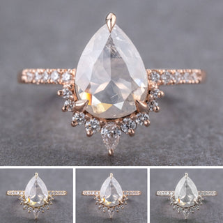 2.23 Carat Icy White Pear Diamond Engagement Ring, Avaline Setting