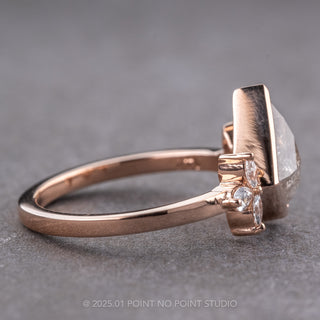 1.58 Carat Icy White Kite Diamond Engagement Ring, Bezel Quinn Setting, 14K Rose Gold