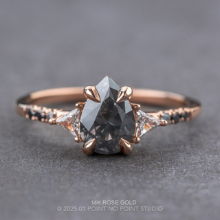 1.15 Carat Fancy Grey Pear Diamond Engagement Ring, Ombre Eliza Setting