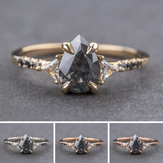 1.15 Carat Fancy Grey Pear Diamond Engagement Ring, Ombre Eliza Setting