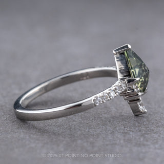 1.25 Carat Green Kite Sapphire and Diamond Engagement Ring, Avaline Setting, Platinum