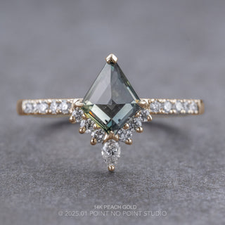 1.69 Carat Green Kite Sapphire and Diamond Engagement Ring, Avaline Setting