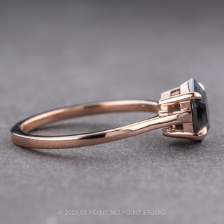 1.47 Carat Black Hexagon Diamond Engagement Ring, Lark Setting, 14k Rose Gold