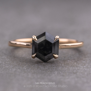 1.69 Carat Black Hexagon Diamond Engagement Ring, Lark Setting