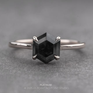 1.69 Carat Black Hexagon Diamond Engagement Ring, Lark Setting