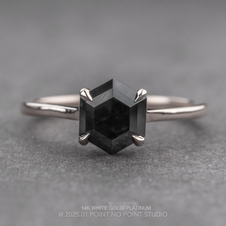 1.69 Carat Black Hexagon Diamond Engagement Ring, Lark Setting