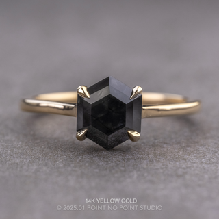 1.69 Carat Black Hexagon Diamond Engagement Ring, Lark Setting