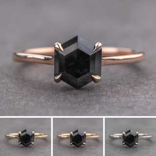 1.69 Carat Black Hexagon Diamond Engagement Ring, Lark Setting