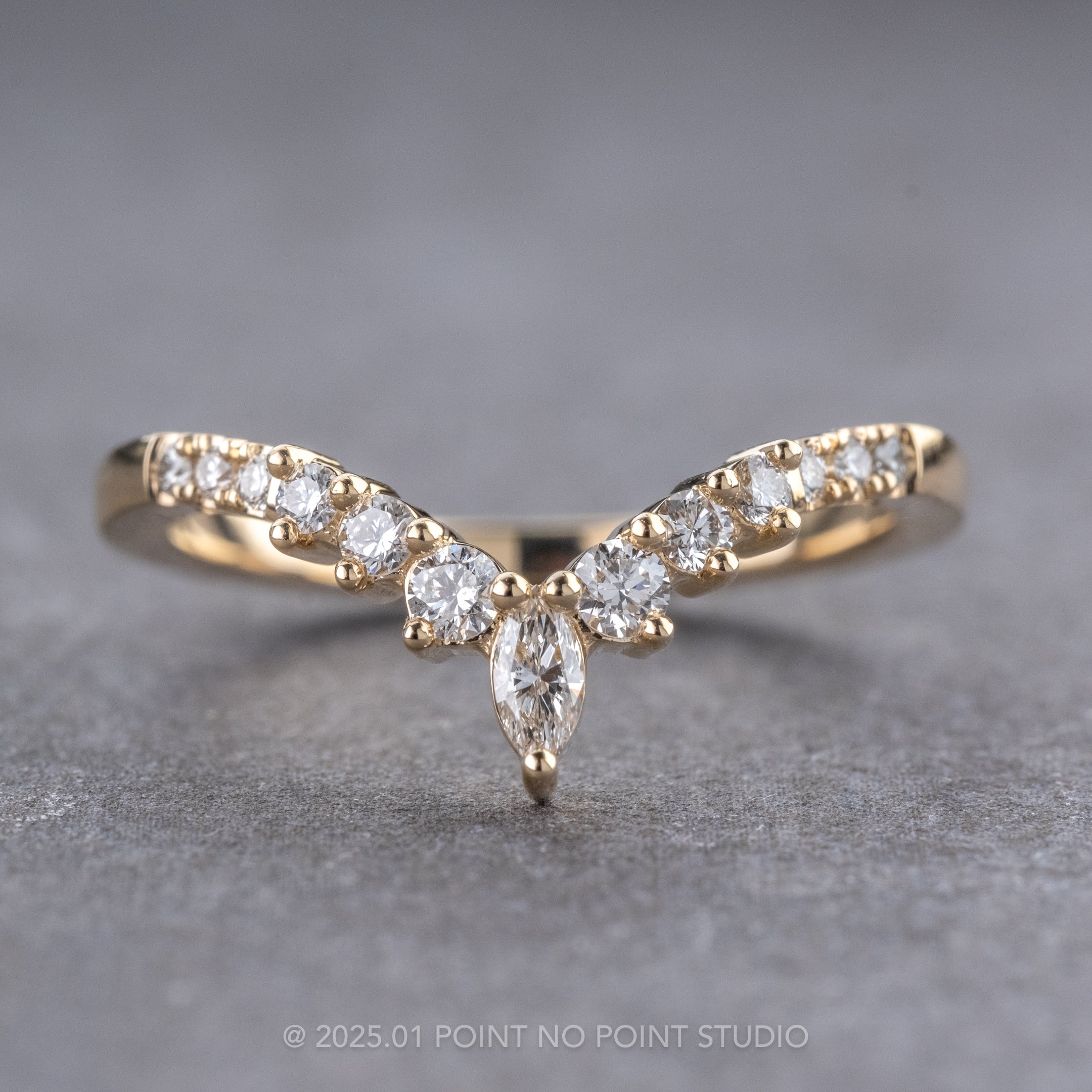 Marquise and Round Diamond Wedding Band, Point No Point Studio